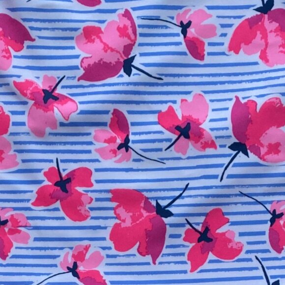 NWT Nicole Miller Rash Guard Swimsuit Set Stripes Floral Pom Poms Pool Beach-6 - Picture 7 of 13